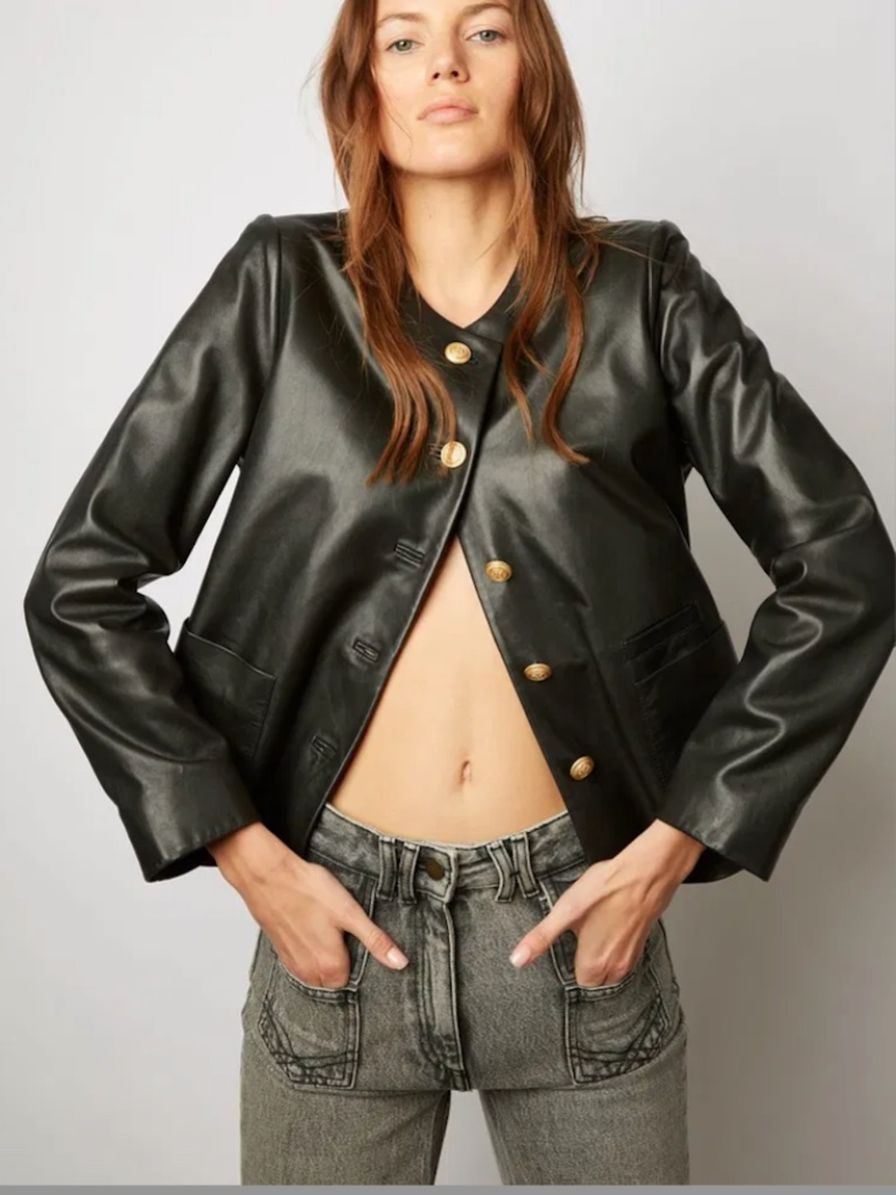 Gerard Darel Black Short Leather Jacket in Size 36/Small